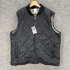 New Royal Class Quilted Vest Men XL Black Full Zip Sleeveless Pockets Lined